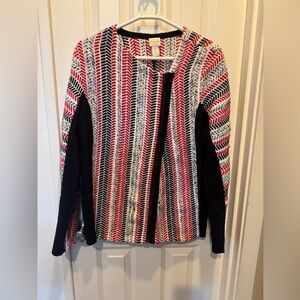 Chico's Multicolor Chevron Zipper  Cardigan